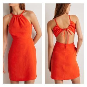 🏷️NWT Boden Open Back Detail Linen Sundress - Firecracker Red/Orange - Size 12